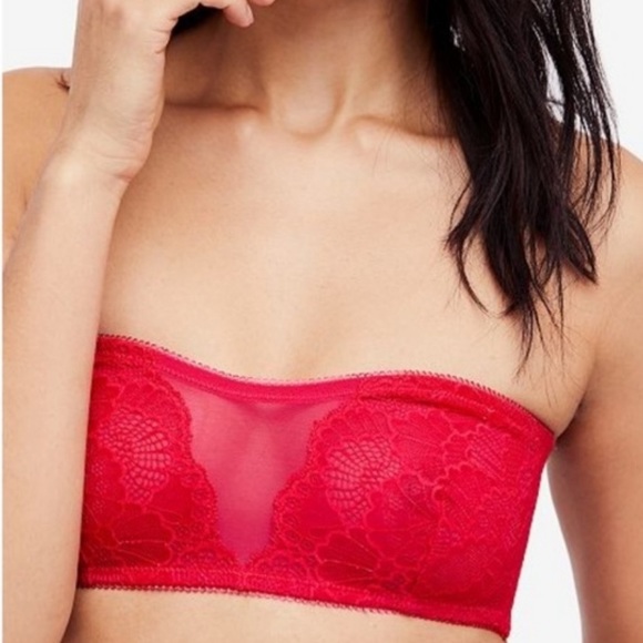 S 🔖 FREE PEOPLE Raspberry Red Pink Malinda Bandeau Bra OB762256A $28 - Picture 2 of 9